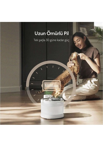 Cheerble E1+ Çelik Hazneli Şarjlı Otomatik Kedi Su Pınarı 22 X 20 X 18 2lt