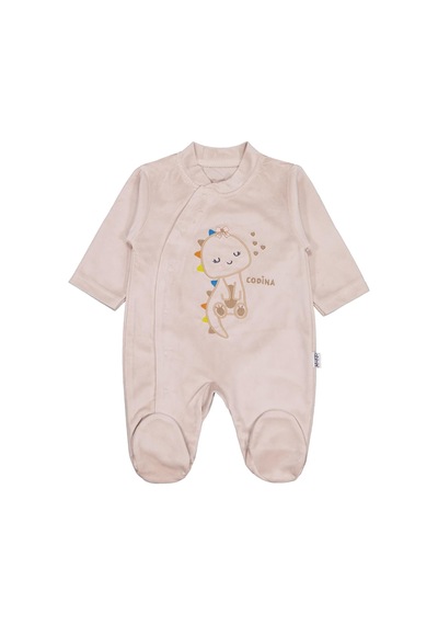Albimini Minidamla Zürafa Nakış Çıtçıtlı 1-6 Ay Tulum - Kahve