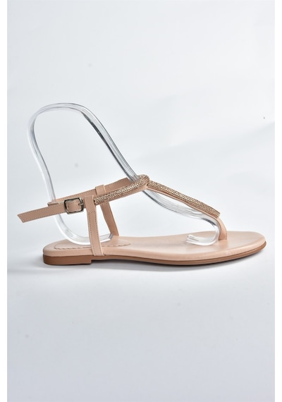 Fox Shoes Ten Taş Detaylı Parmak Arası Sandalet M272025009