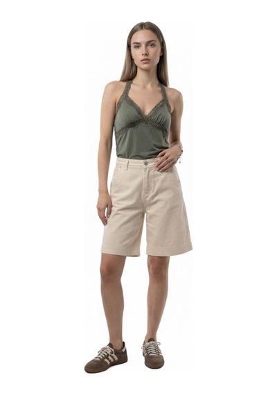 High Waist Kadın Kapri Ekru