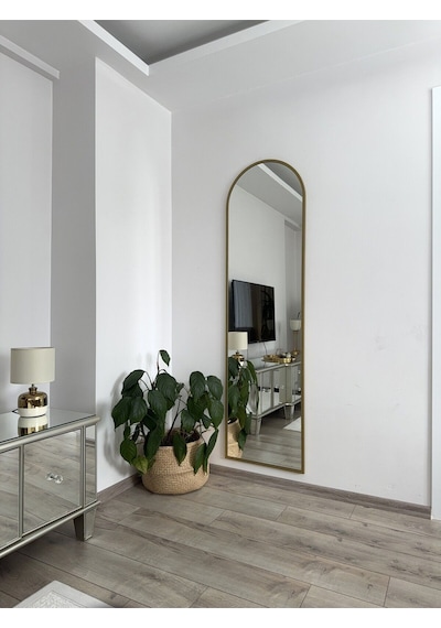 Effe Gold Metal Çerçeveli 180x50 Cm Oval Boy Aynası