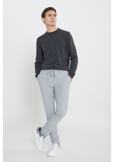 George Henry Slim Fit Dar Kesim Beli Bağlamalı Yan Cepli Jogger Pantolon Grı Gri