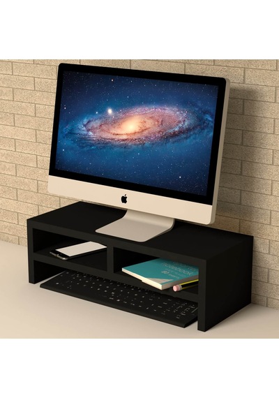 Emkawood Eliz Monitör Yükseltici Labtop Sehpası Siyah