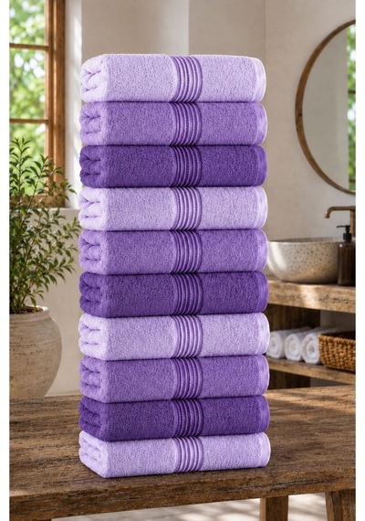 Alia Soft 50x90 Cm 10'lu El Ve Yüz Havlu Set Mor