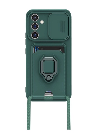 Samsung Samsung Uyumlu Galaxy A05s Kılıf Zuma Kartvizitli Yüzüklü Silikon - Yeşil