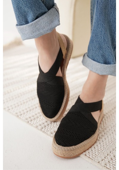 Roof Atelier Rosa Siyah Triko Espadril Ayakkabı Ayakkabı Siyah