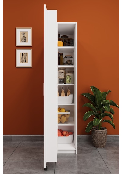 Asra Trend Çok Amaçlı Kiler Dolabı MK-19 %100 MDF Erzak Organizer Dolabı Beyaz