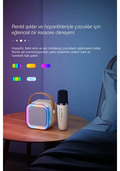 Mini Taşınabilir Karaoke Hoparlör Seti - Kablosuz Mikrofonlu
