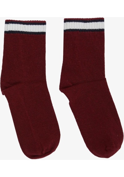Artı Breeze Kız Çocuk Soket Çorap Çizgili 1-14 Yaş, Bordo-bordo Bordo