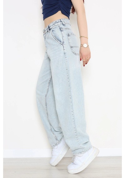 Modi Yan Cep Baggy Kot Pantolon Buzmavi - 32876.2059. Açık  Mavi