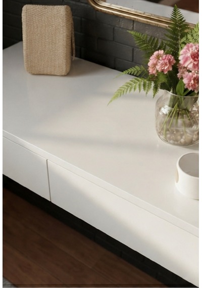 Mdf Makyaj Masası Ve Dresuar 120x30 Cm Çekmeceli Modern Tasarım Beyaz