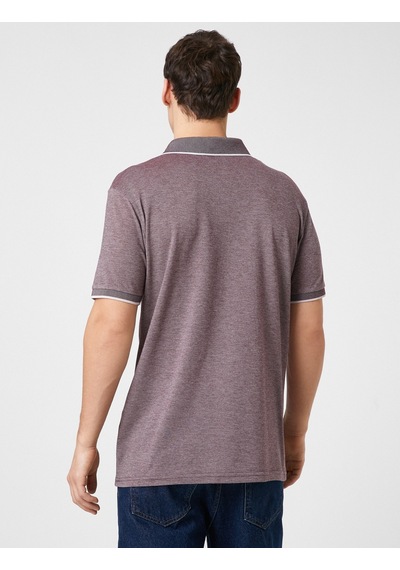 Koton Polo Yaka Tişört Düğme Detaylı Dar Kesim Bordo 3Sam10004Mk 3Sam10004Mk1Sk Bordo