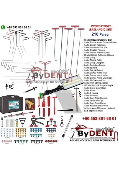 210 Parça Pro Başlangıç Pdr Boyasız Göçük Onarım Seti