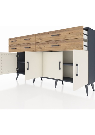 Arges Konsol 3 Raflı 6 Çekmeceli 4 Kapaklı 176x30x99 Antrasit-aytaşı/çam Aytası/atlas Çam - Antrasıt Arges Konsol 3 Raflı 6 Çekmeceli 4 Kapaklı 176x30x99 Antrasit-aytaşı/çam Aytası/atlas Çam - Antrasıt