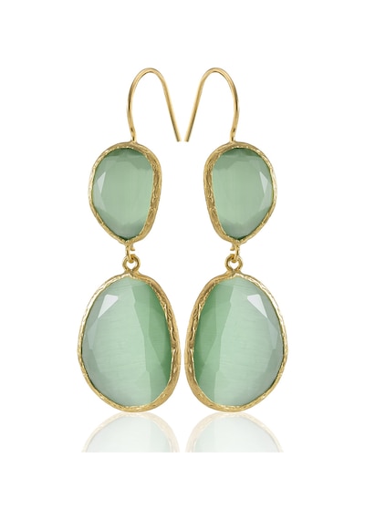 Kadir Jewellery 22 Ayar Altın Kaplama Kadın Sallantılı Küpe -el İşçiliği Ve Hipoalerjenik Küpe Açık Yeşil 84021529