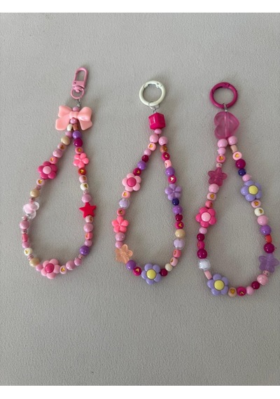 Pembe Tonlu Çanta Anahtarlık Charm