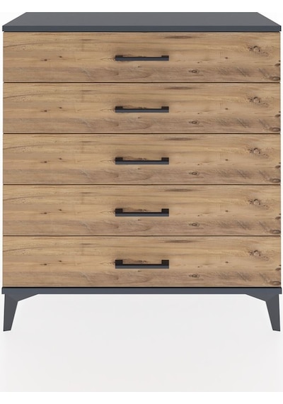 Arges Şifonyer 5 Çekmeceli 88x30x96 Antrasit-çam Antrasit