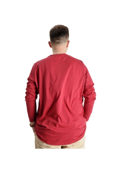 Mode Xl Büyük Beden Erkek Tshirt Uzun Kol Manşetli 20103 Bordo 001