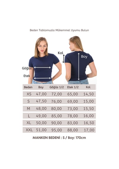 Crop Slim Fit Pamuk Likra Tişört-lacivert Lacivert