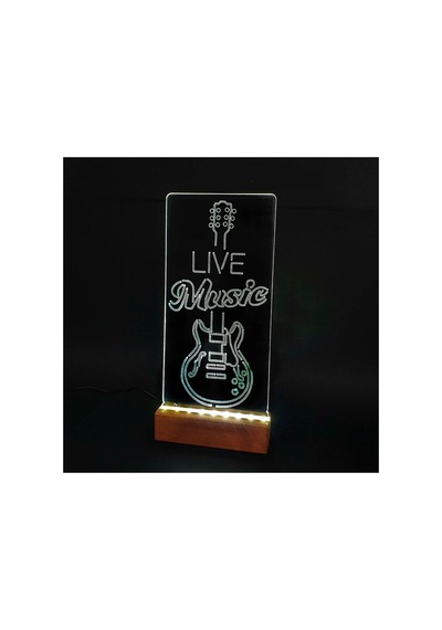 Live Music Gitar Led Işıklı Pleksi Kişiye Özel Gece Lambası Beyaz - 738341504 Beyaz