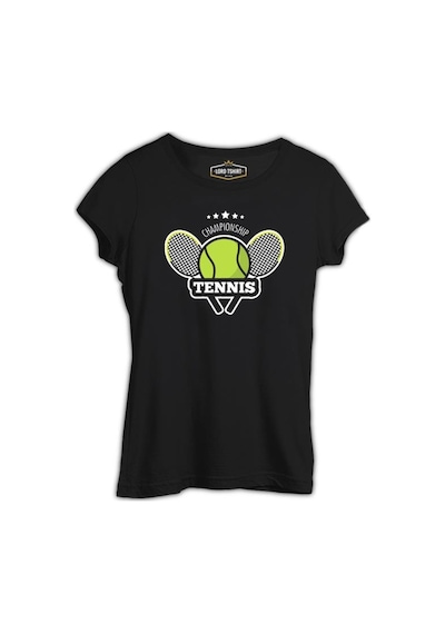 Tenis Şampiyonası Siyah Bayan Tshirt