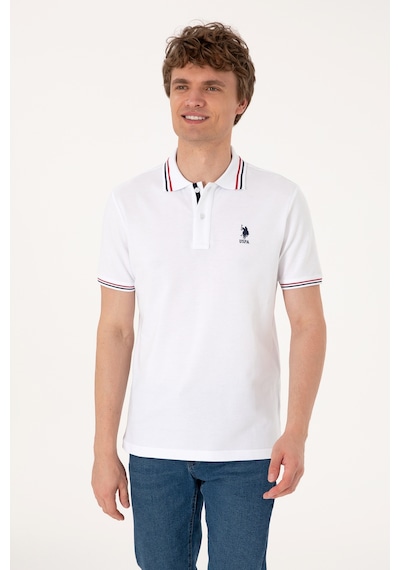 U.S. Polo Assn. Erkek Regular Fit Beyaz Polo Yaka Basic Tişört 50306011-VR013