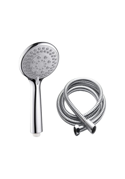 5 Fonksiyonlu El Duşu Başlığı + 150cm Lia Pvc Kopmaz Duş Hortumu Spirali / 2'li Lüks Duş S Takımı Çok Renkli