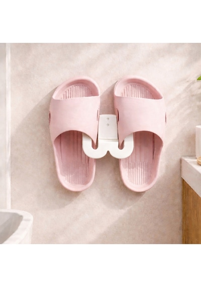 Terlik Askılığı Duvara Yapışan Banyo Terlik Tutucu Delmeden Montaj Çok Renkli Beyaz