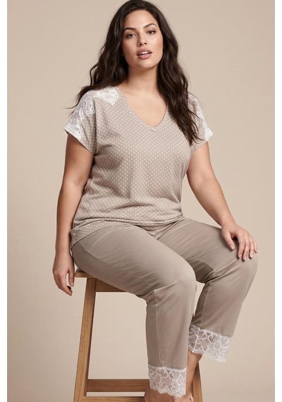 Siyah İnci Desenli Büyük Beden Battal Boy Viskon Örme Pijama Takım 26119525 Vizon Siyah İnci Desenli Büyük Beden Battal Boy Viskon Örme Pijama Takım 26119525 Vizon