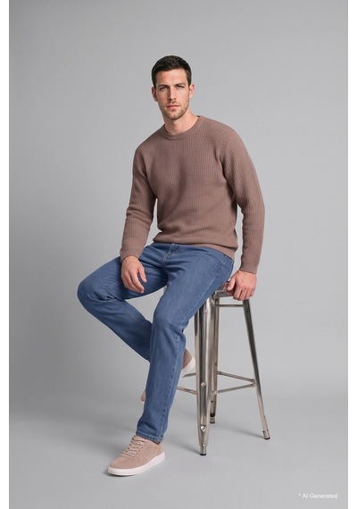 Defacto Relaxed Fit Bisiklet Yaka Basic Triko Kazak G6422ax26aubg734 Bej-bg734