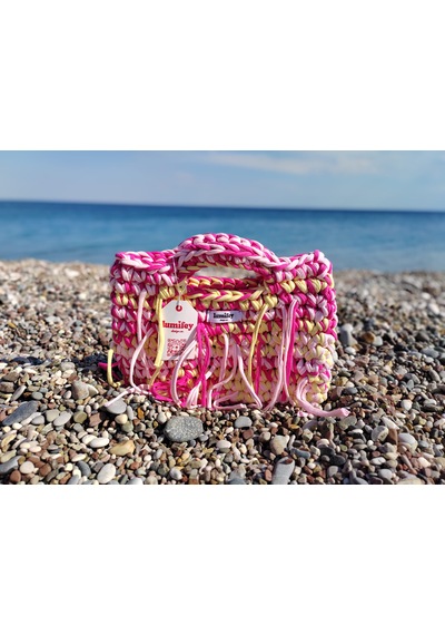 Lumifey Design Viva - El Örgüsü Püsküllü El Çantası Pembe & Güneş Sarısı Bohem Çanta Açık Pembe - Koyu Pembe - Sarı Lumifey Design Viva - El Örgüsü Püsküllü El Çantası Pembe & Güneş Sarısı Bohem Çanta Açık Pembe - Koyu Pembe - Sarı