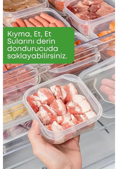 7 Li Sızdırmaz Buzdolabı İçi Düzenleyici Buzluk Derin Dondurucu Saklama Kabı- Et Kıyma Et Suyu Diğer