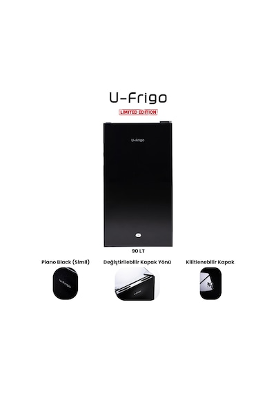 U-frigo 90 Lt 12-24v Marin/karavan Kompresörlü Buzdolabı Temperli Cam Kapak Limited Edition Siyah U-frigo 90 Lt 12-24v Marin/karavan Kompresörlü Buzdolabı Temperli Cam Kapak Limited Edition Siyah