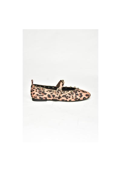 Fox Shoes T820841104 Leopar Kumaş Kadın Babet Leopar-kumaş Leopar
