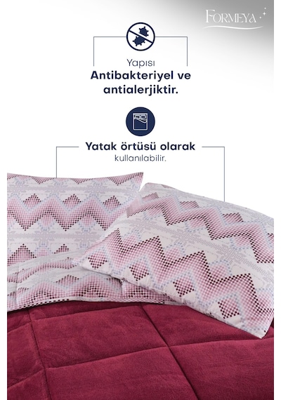 Battal Wellsoft Yorgan Çift Taraflı Yastık Kılıflı 215x235 Cm Bordo