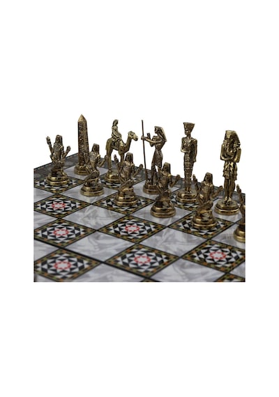 Metal Mısır Satranç Takımı Parlak Ve Katlanır Sedef Desenli Mdf A