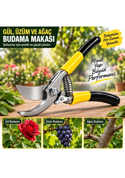 Denizli Çelik Budama Makası Gül Bağ Bahçe Ağaç Kesme Makası 190mm