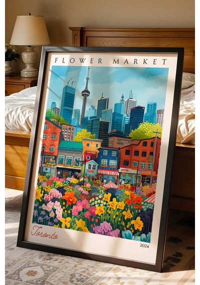 Toronto Kanada Çerçeveli Tablo Seyahat Severlere Salon Ve Ofis İçin Estetik Duvar Dekoru Travel Flower Market