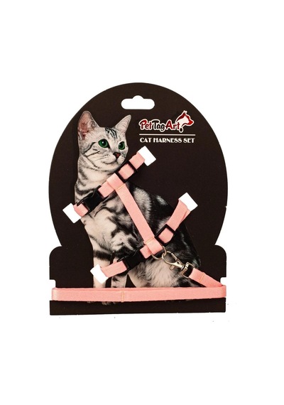 Pettagart Ayarlanabilir Kedi Göğüs Tasma Seti Somon 10 Mm 110 Cm