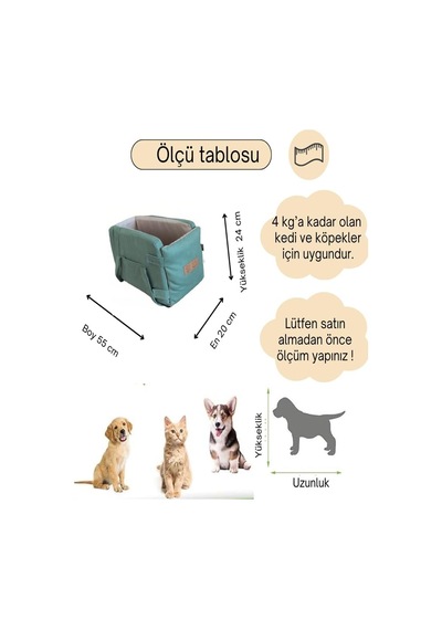 Tr 3 Fonksiyonlu Konsol Taşıma Çantası-köpek Araba Koltuğu-köpek Yatağı-evde Dışarda Arabada Yeşil