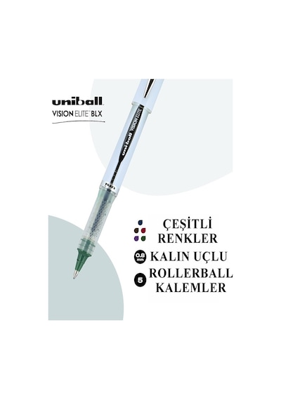 Siyah Pilot Kalem Ub-200 Vision Elite 0.8mm 3 Adet Uniball Pilot Kalem 0.8 Mm Roller Uçlu Pilot Kalem İnce Uçlu Likit Siyah