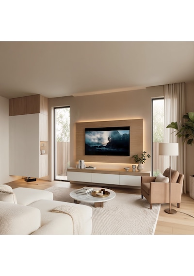 Purelıne Ledli Duvar Tv Ünitesi 140 Cm Meşe Beyaz Beyaz-meşe 140 Cm
