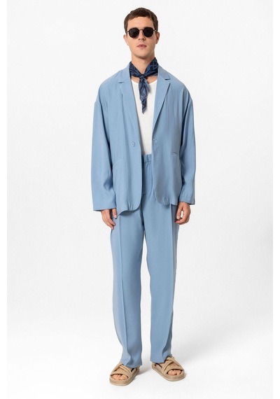 Antioch Oversize Astarsız Erkek Blazer Ceket Mavi