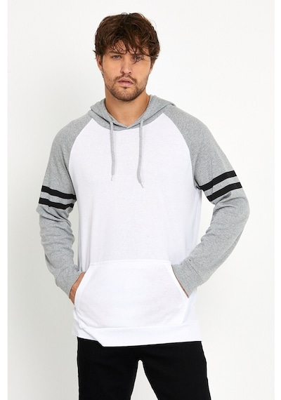Kapşonlu Kol Baskılı Unisex Sweatshirt
