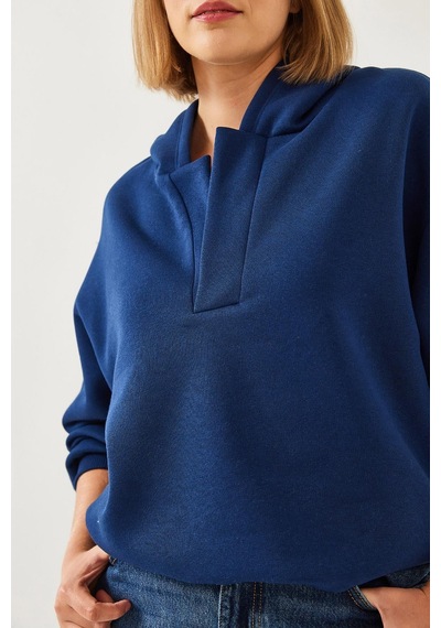 Shade Kadın Kapişonlu V Yaka Sweatshirt 60351253 - Lacivert