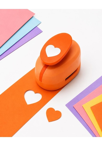 Ofisinn Şekilli Büyük Boy Delgeç/şekilgeç 3.8 Cm Kalp Turuncu