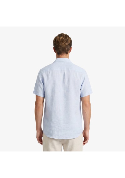 Nautica Erkek Mavi Regular Fit Kısa Kollu Keten Gömlekdüzw65100t