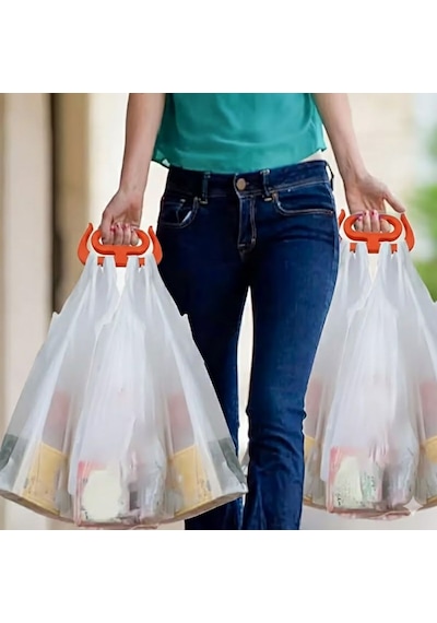 Buffer Ergonomik Poşet Taşıma Aparatı Ağır Yük Taşıyıcı Tutacak, Elden Kesme Yapmayan Kolay Taşıma Kancası, Market Ve Turuncu