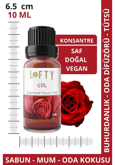 Lofty Gül Bahçe Gülü Amber Doğal Uçucu Yağ Saf Buhurdanlık Esansı Oda Kokusu 10 ML