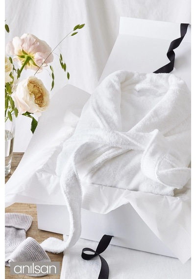 Şalyaka Bornoz Beyaz %100 Pamuk Unisex Spa Için Ideal Kadın/erkek Beyaz